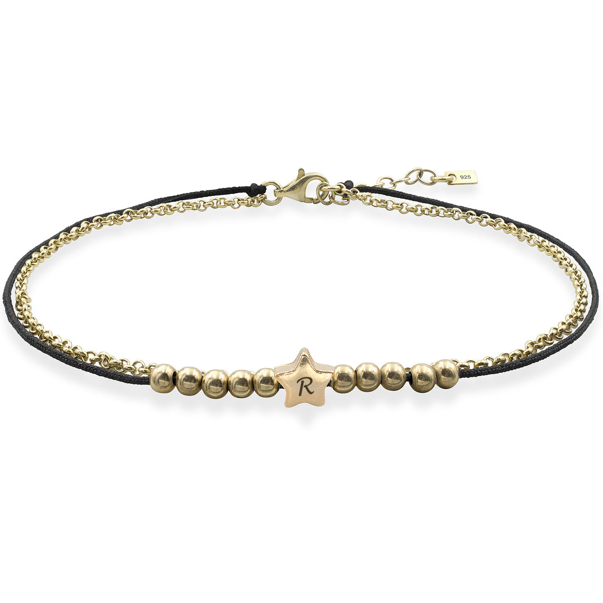 Bratara de picior argint bilute si stea Awesome Me - placata aur galben 18K