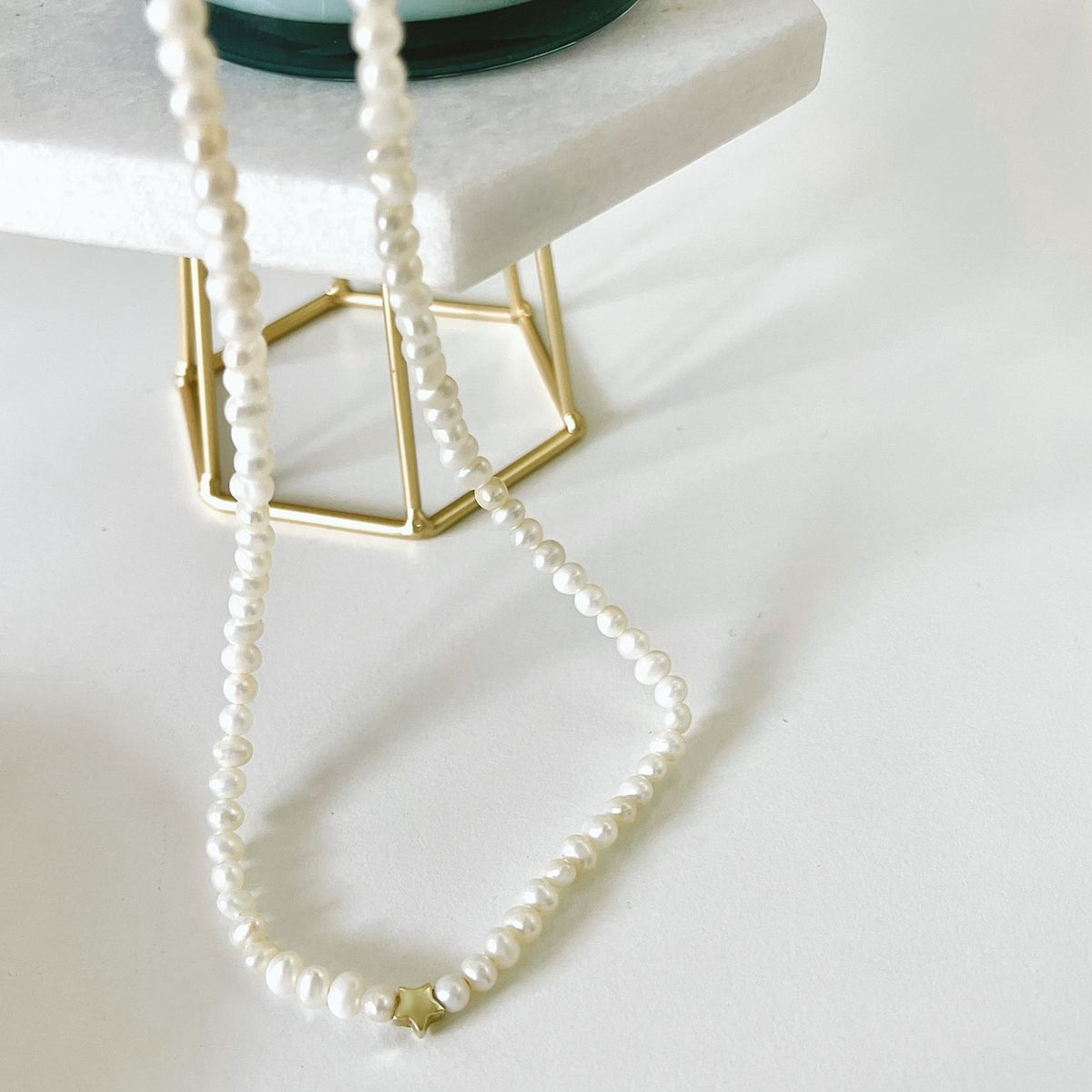 Colier perle argint Pearls of Wisdom - placat aur galben 18K
