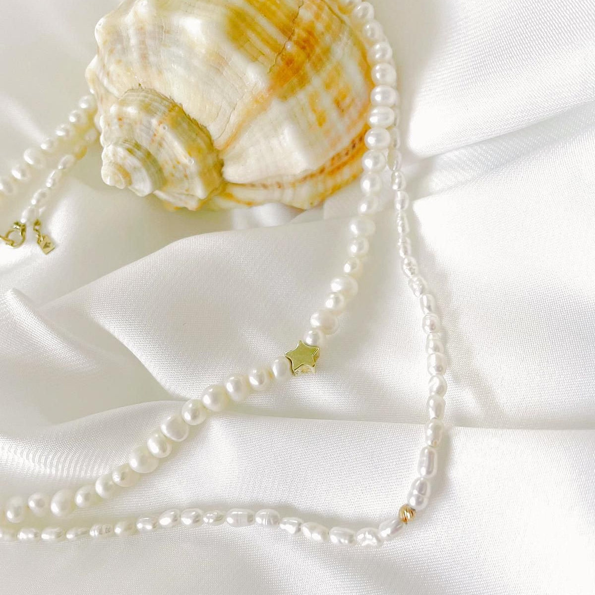 Colier perle argint Pearls of Wisdom - placat aur galben 18K