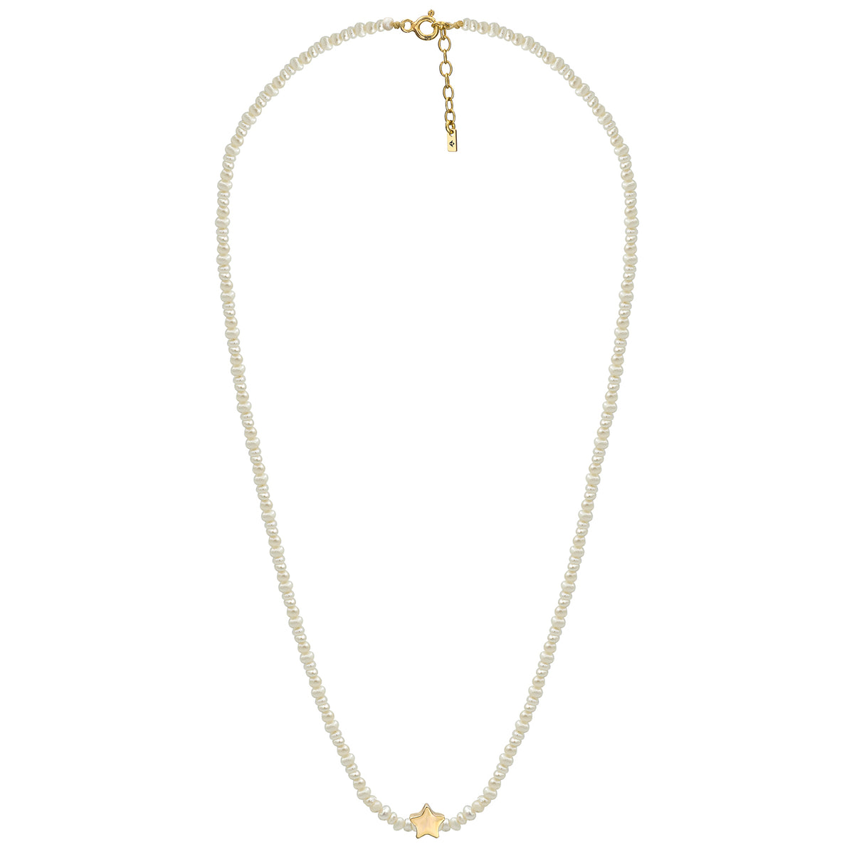 Colier perle argint cu stea Pearl Star - placat aur galben 18K