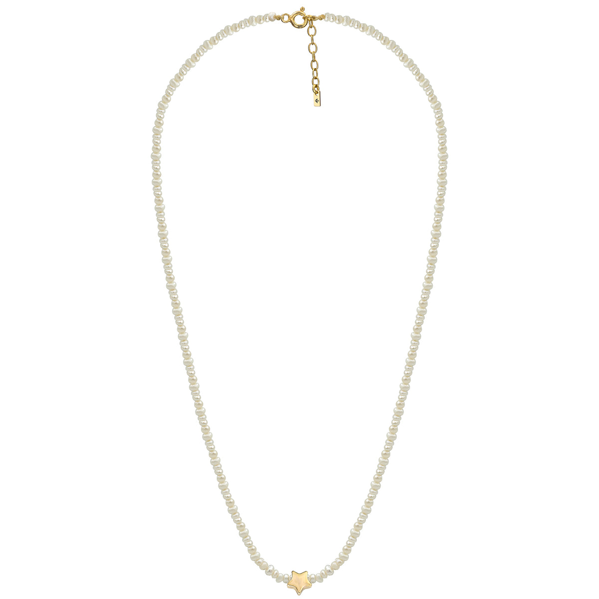 Colier perle argint cu stea Pearl Star - placat aur galben 18K