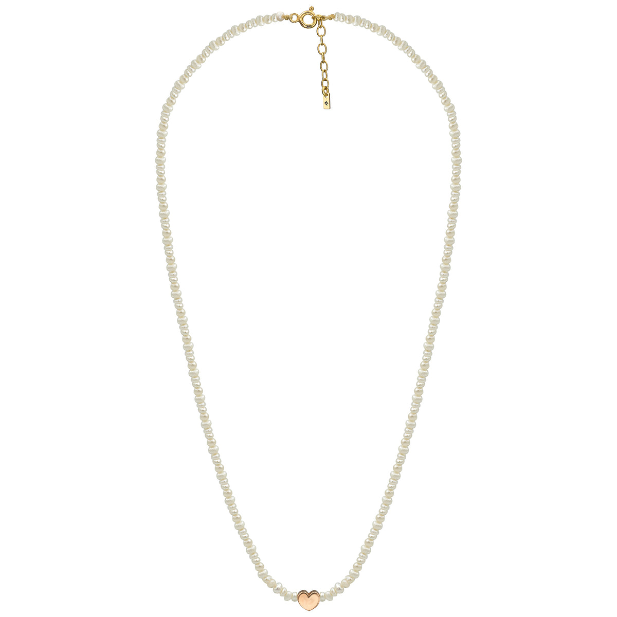Colier perle argint cu inima Pearl Heart - placat aur galben 18K