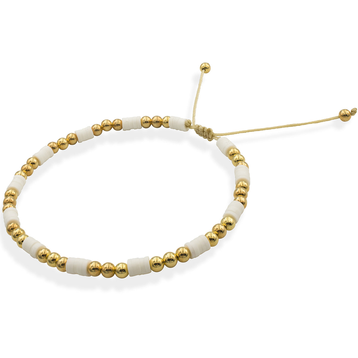 Bratara de picior bilute argint si discuri Marshmallow - placata aur galben 18K