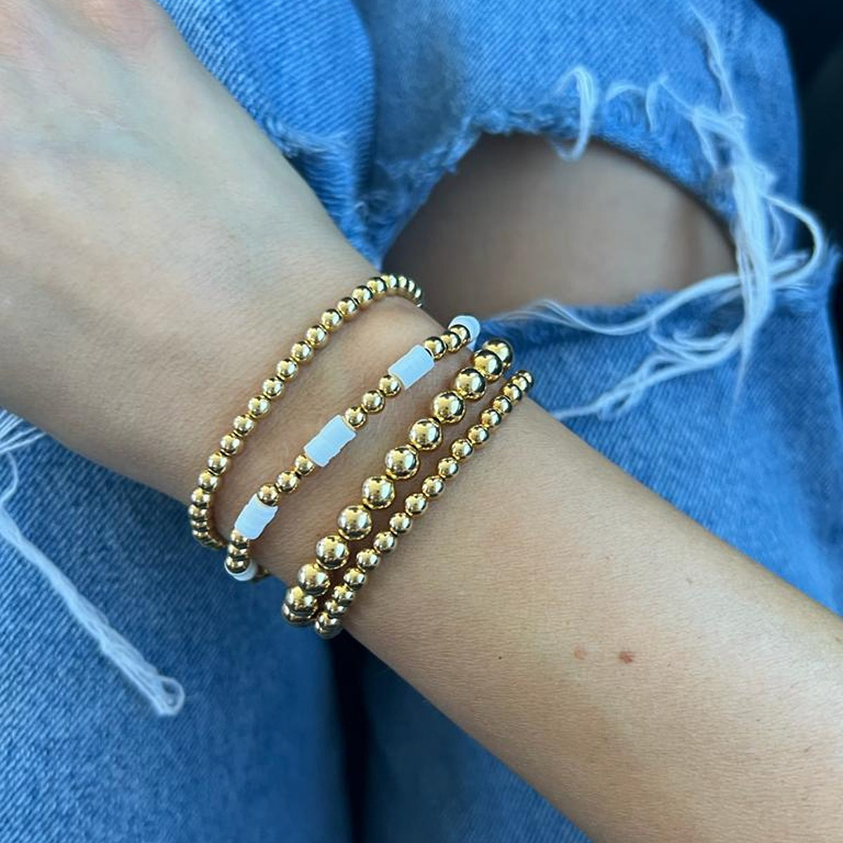 Bratara cu bilute argint Molecule Four - placata aur galben 18K