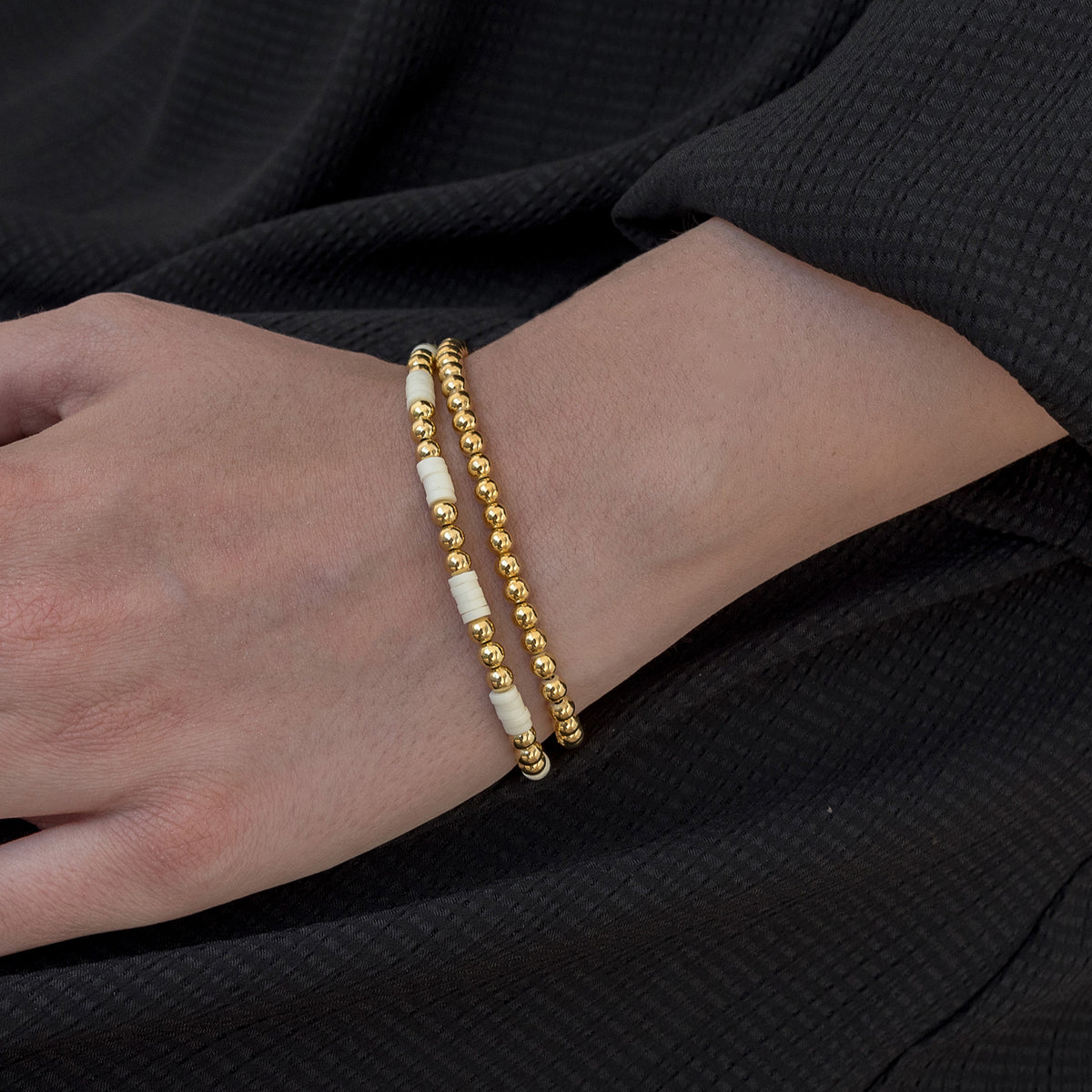 Bratara cu bilute argint Molecule Four - placata aur galben 18K