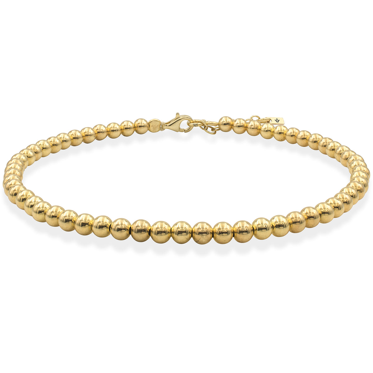 Bratara de picior argint cu bilute Four Particles - placata aur galben 18K