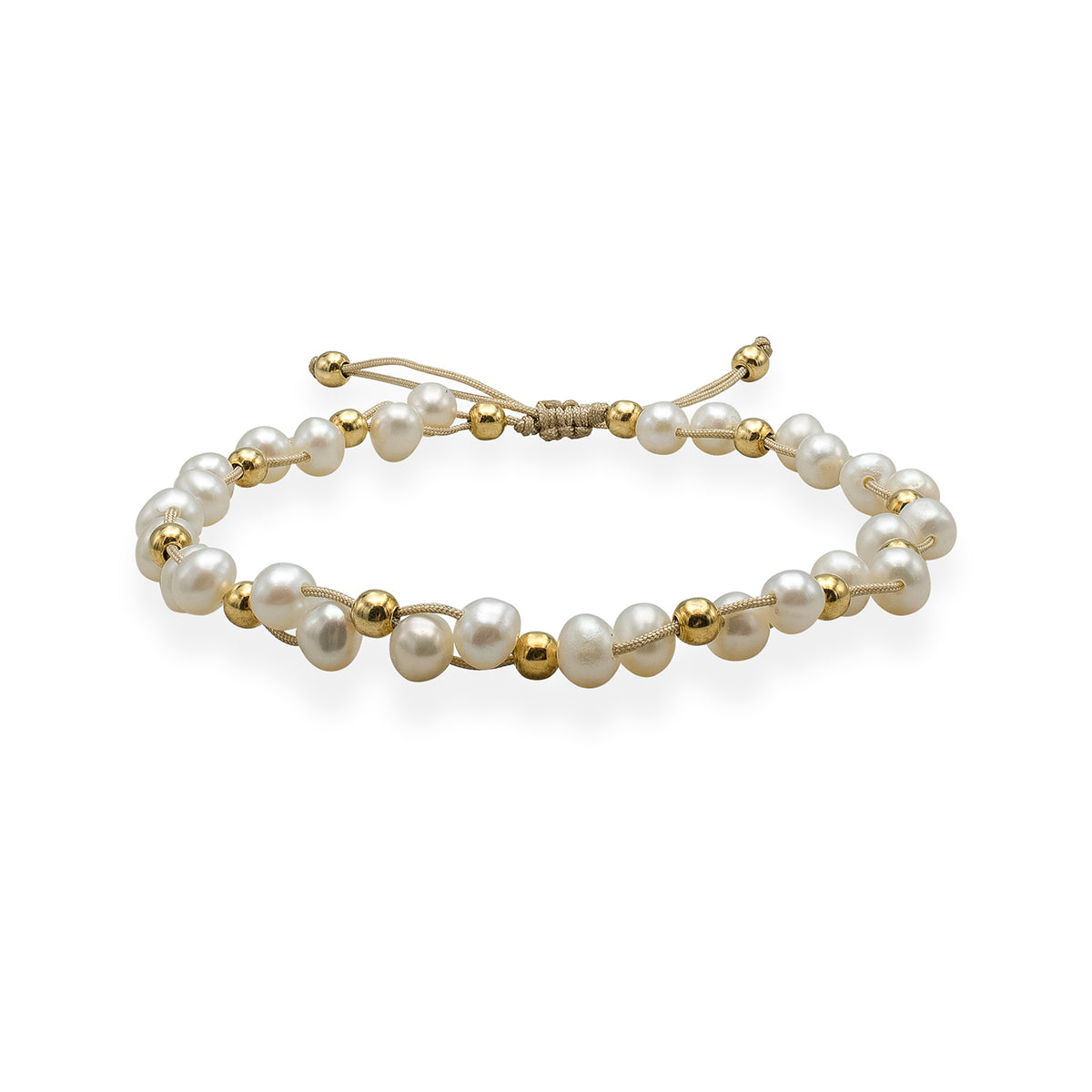 Bratara argint perle Molecular Bond - placata aur galben 18K