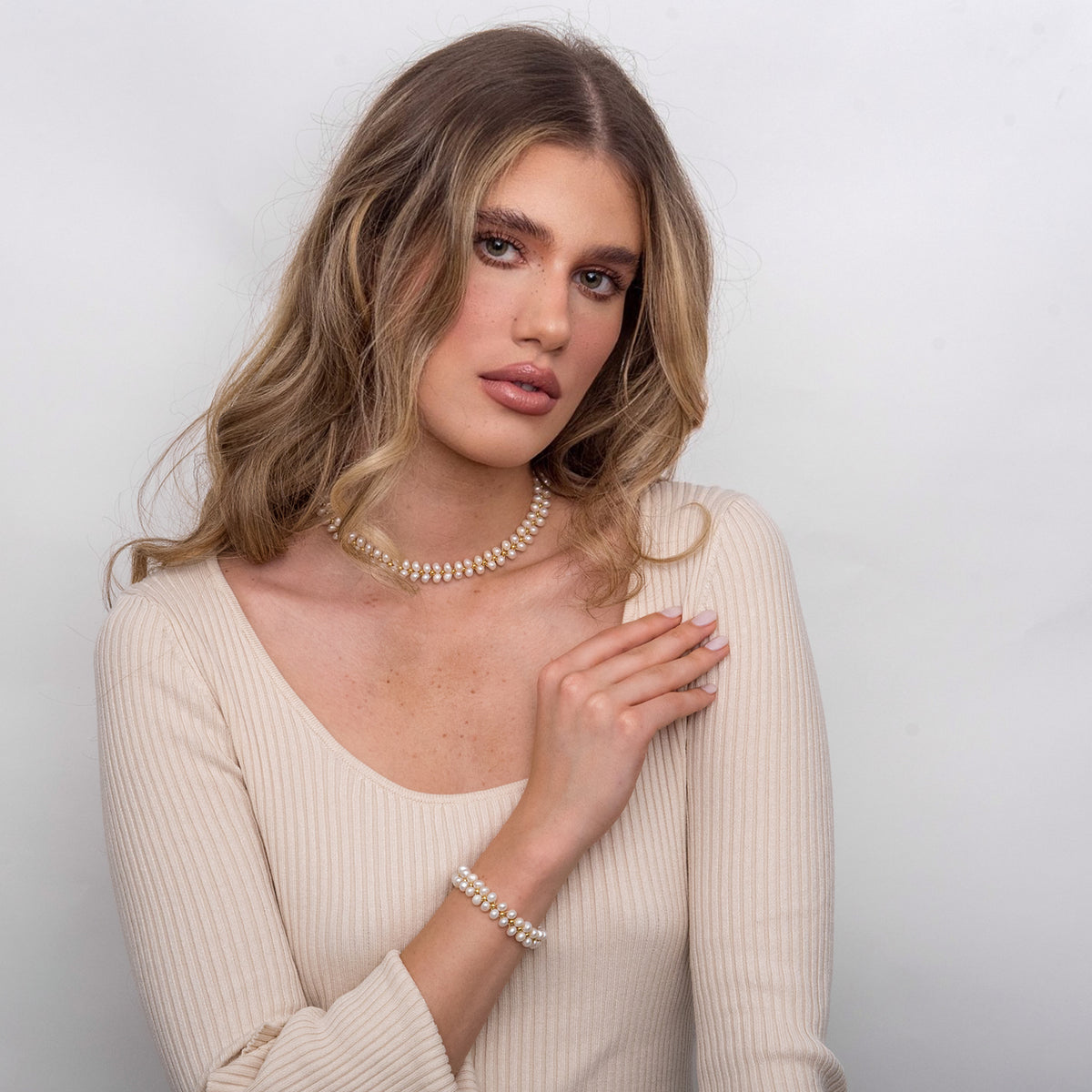 Bratara perle argint Bohemian Rhapsody - placata aur galben 18K