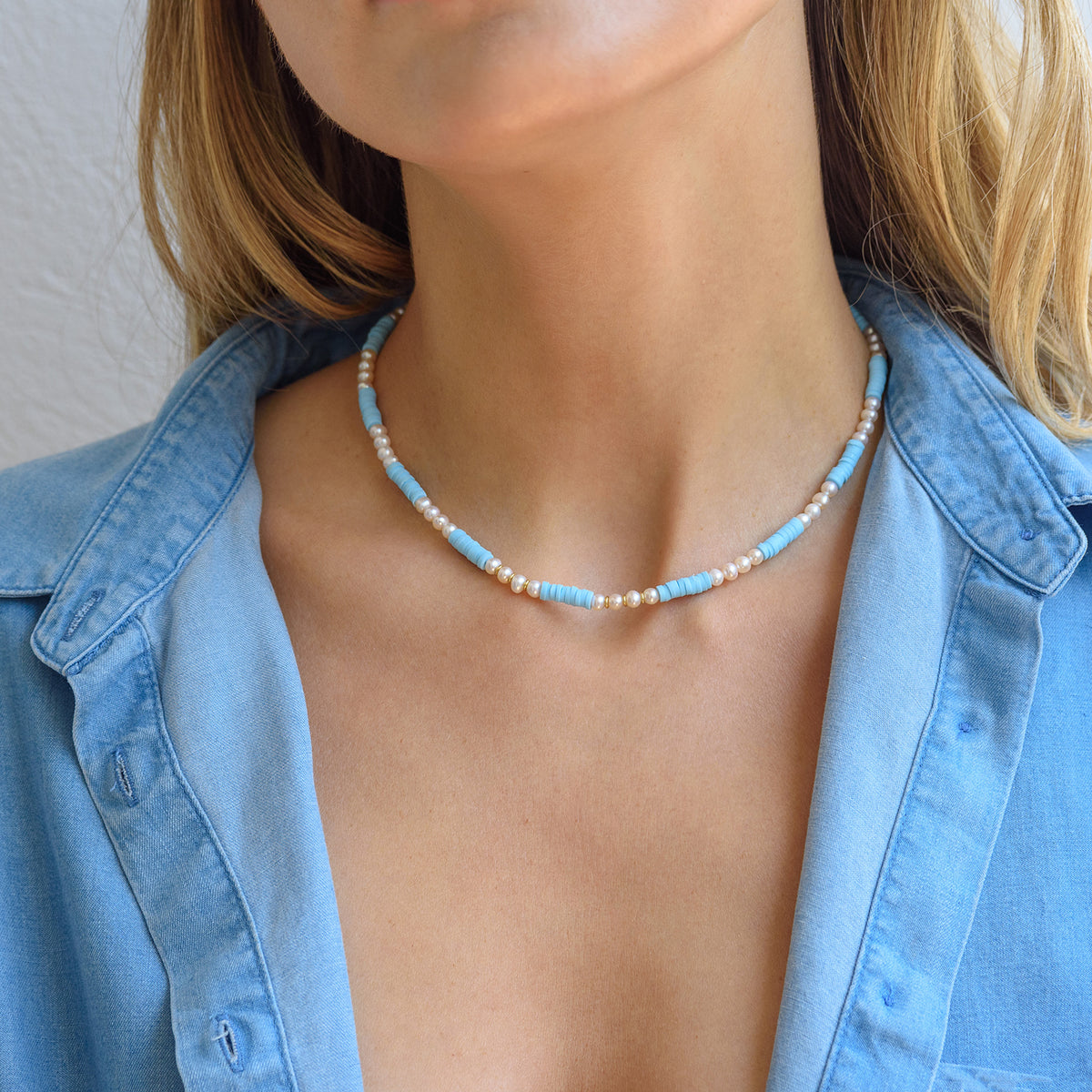 Colier perle argint Kind World - placat aur galben 18K