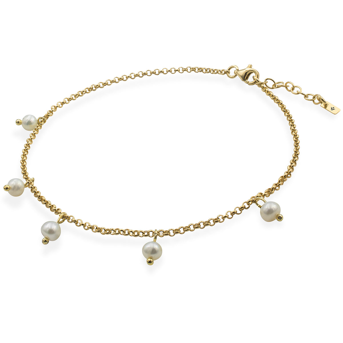 Bratara de picior argint cu perle Lady o'clock - placata aur galben 18K