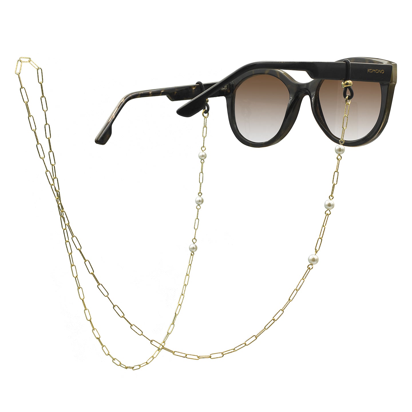 Lant ochelari argint cu perle Spark on Six - placat aur galben 18K