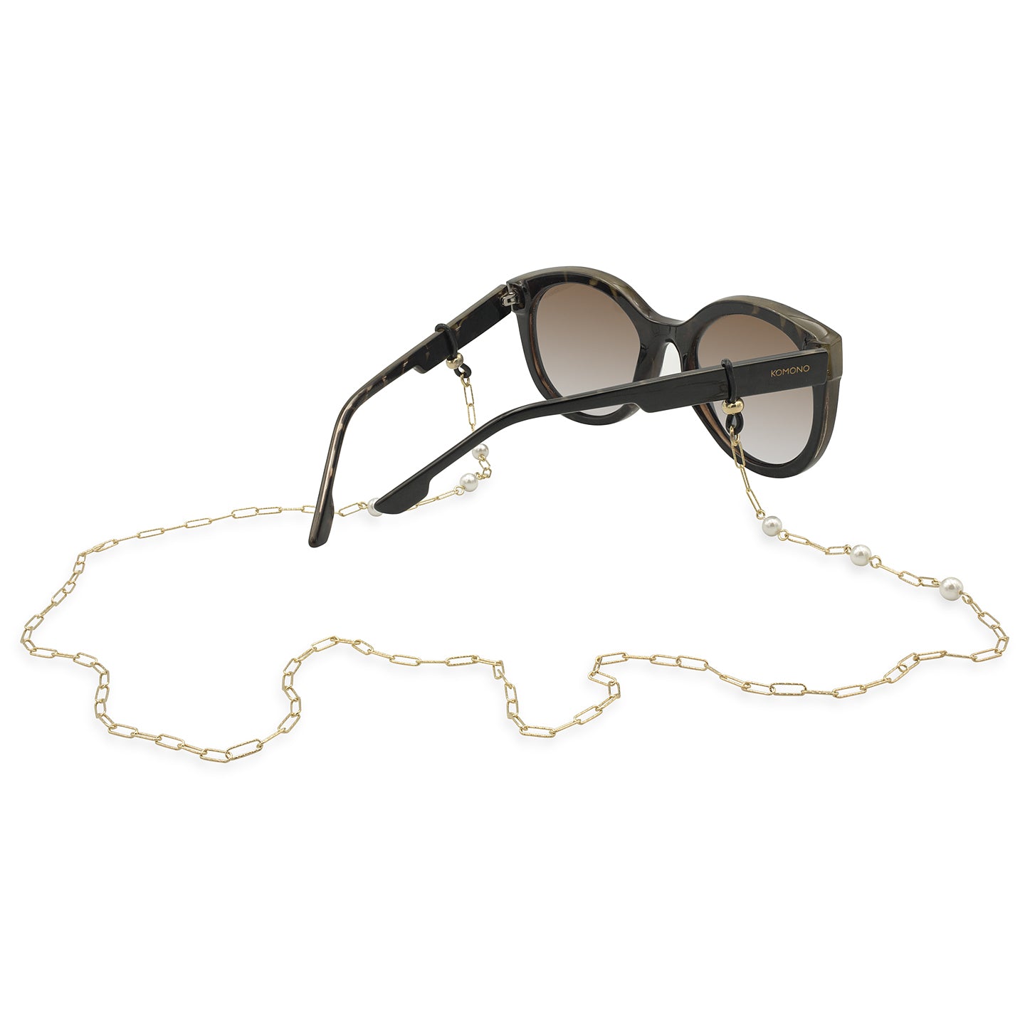 Lant ochelari argint cu perle Spark on Six - placat aur galben 18K
