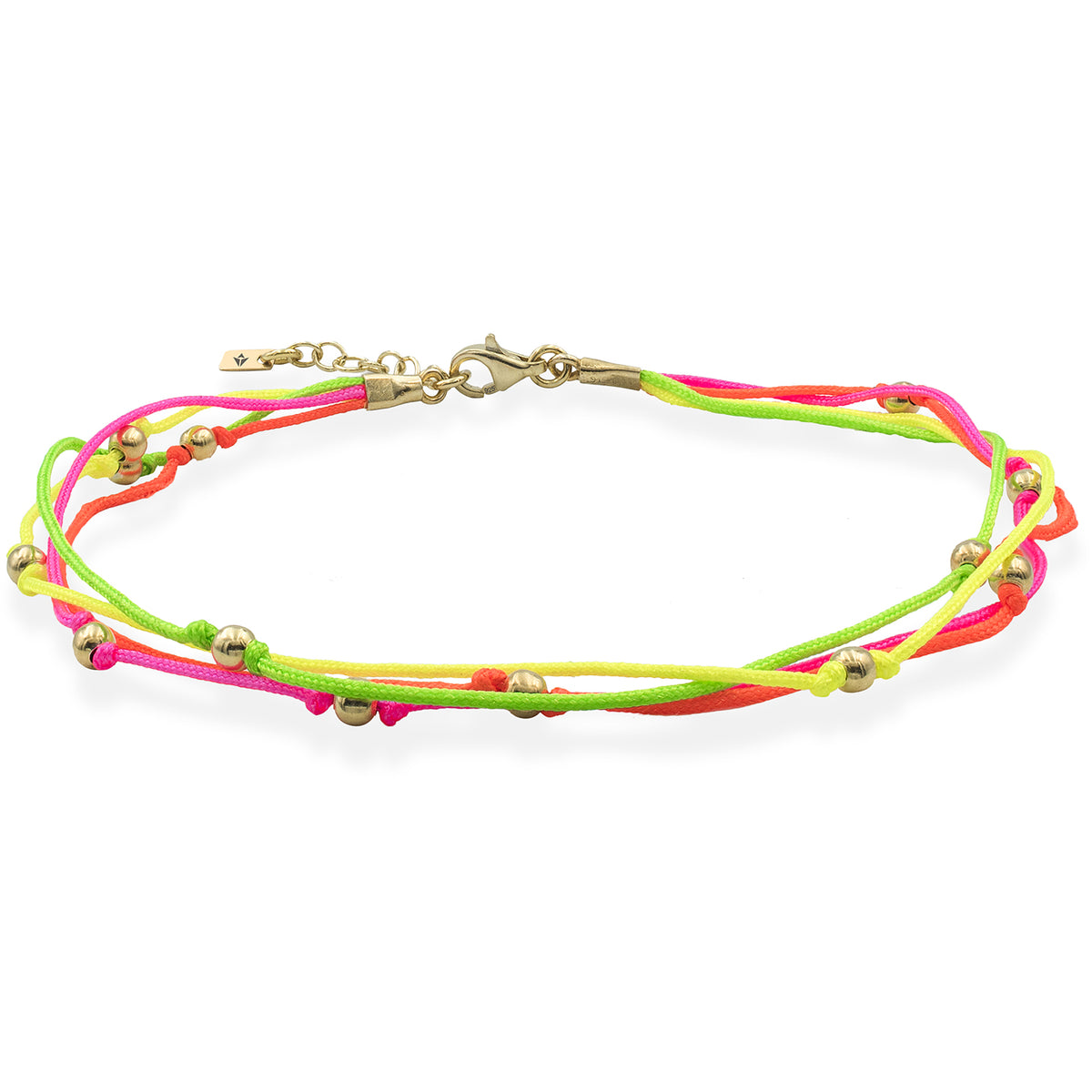 Bratara de picior argint mix snur neon Set You Free - placata aur galben 18K