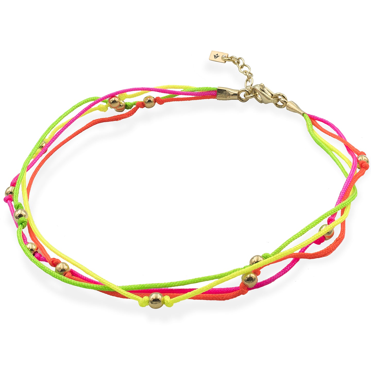 Bratara de picior argint mix snur neon Set You Free - placata aur galben 18K