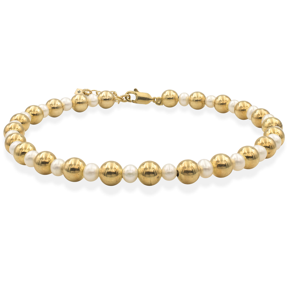 Bratara de picior argint perle si bilute The Maldives - placata aur galben 18K
