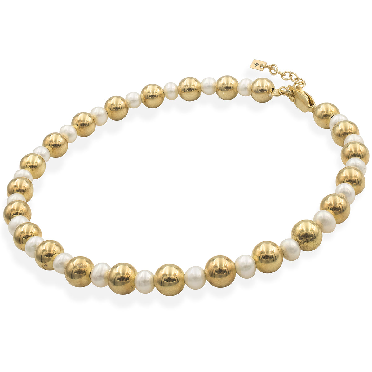 Bratara de picior argint perle si bilute The Maldives - placata aur galben 18K