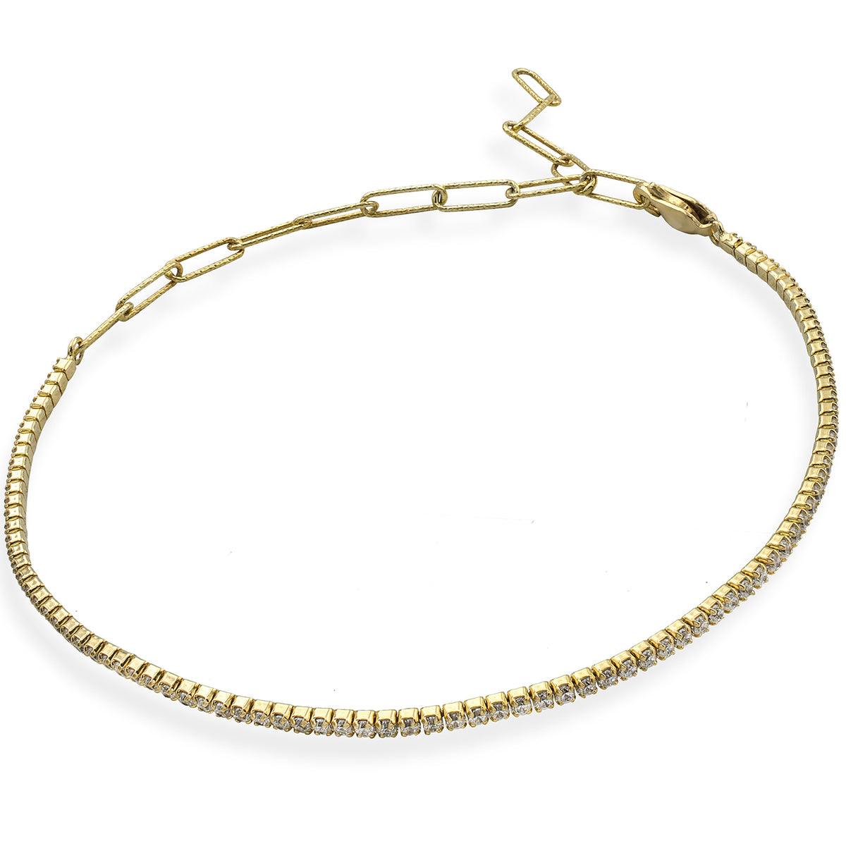 Bratara de picior argint Tennis Basic Spark - placata aur galben 18K