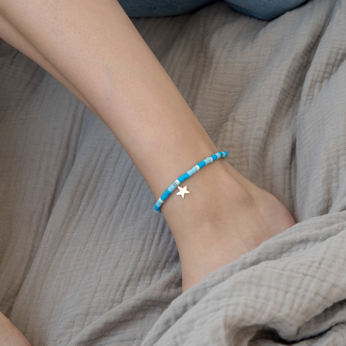 Bratara de picior argint cu stea de mare Blue Star