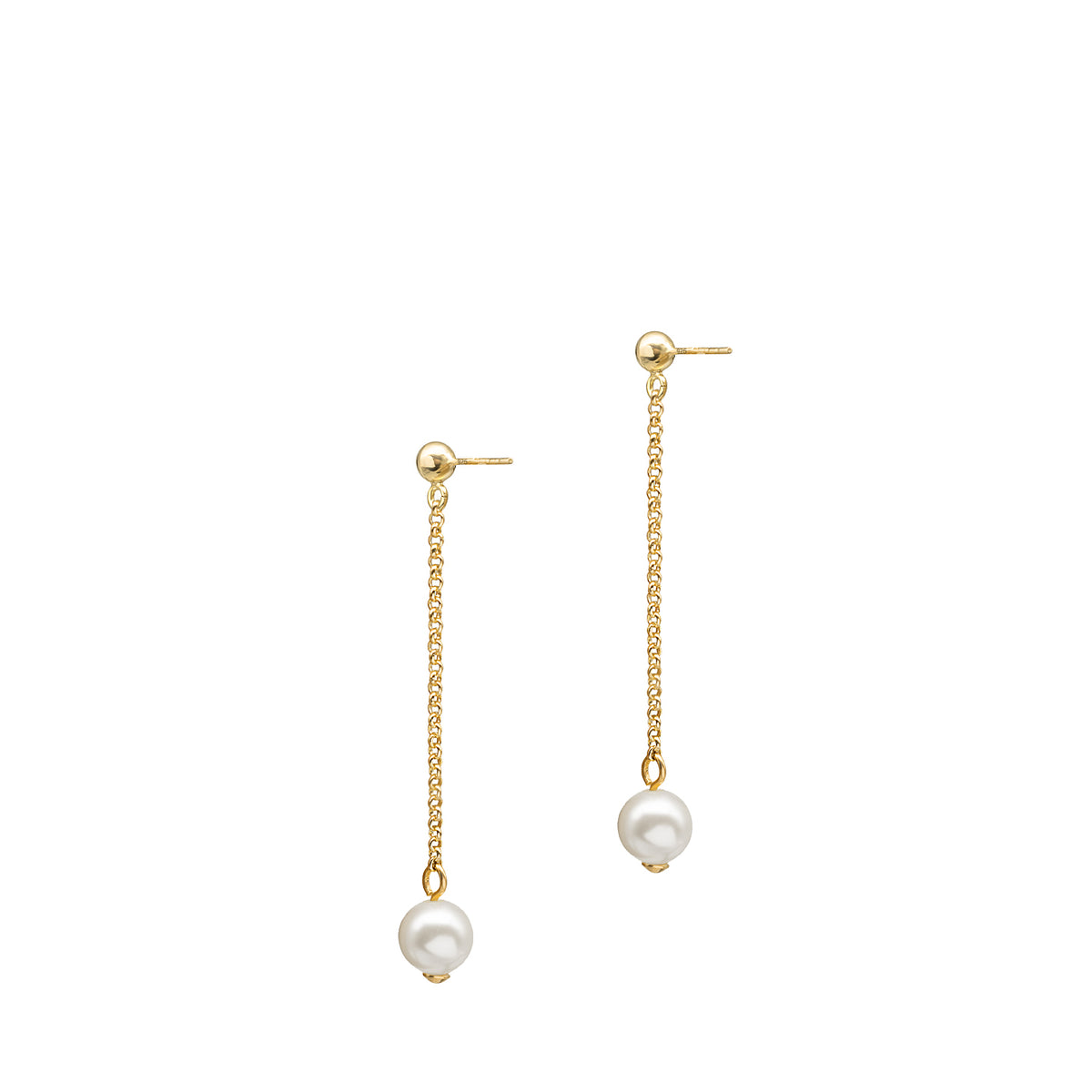 Cercei lungi argint perle Wrecking Pearl - placati aur galben 18K