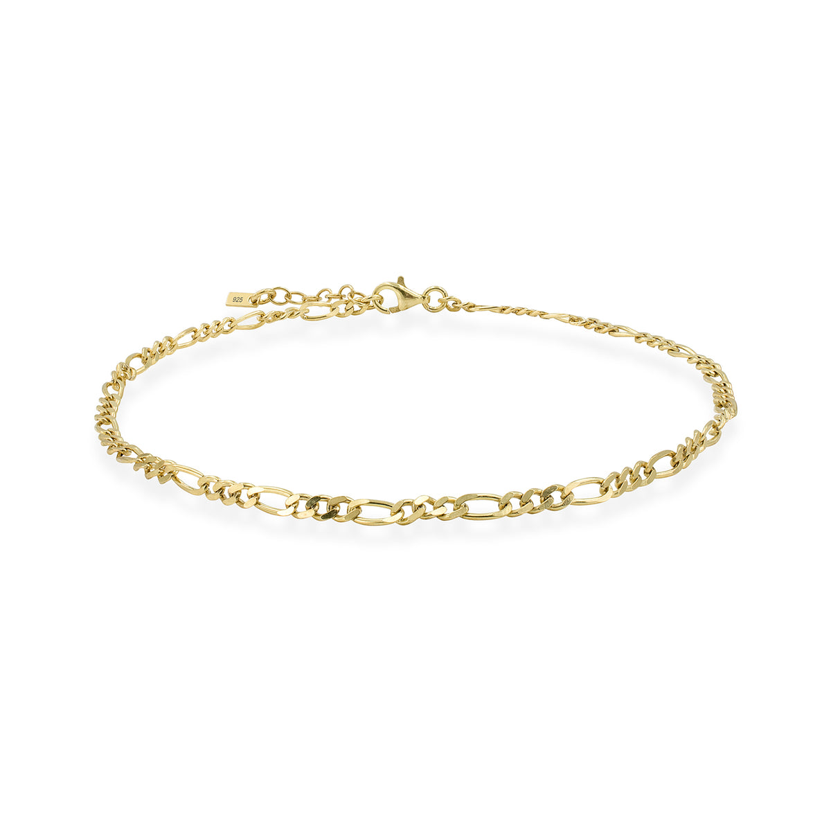 Bratara argint lant Figaro - placata aur galben 18K