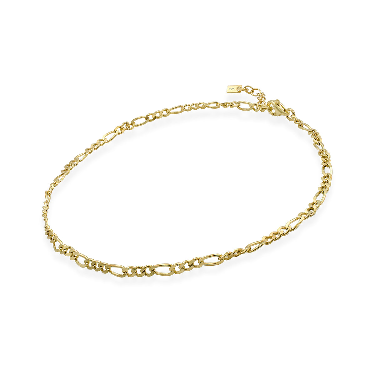 Bratara argint lant Figaro - placata aur galben 18K