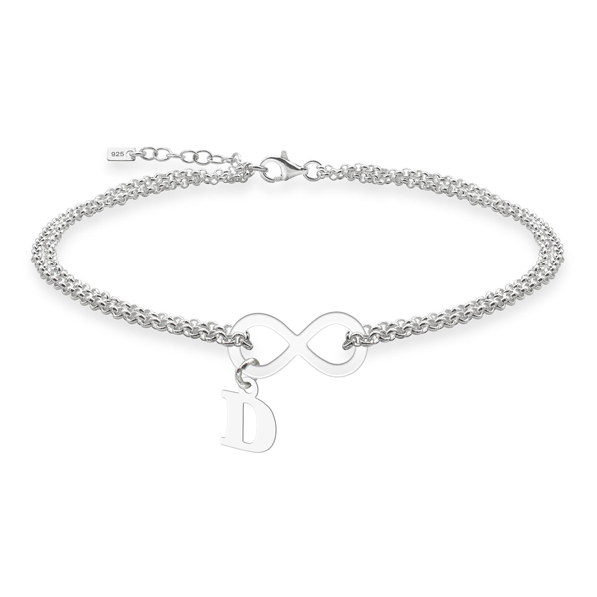 Bratara de picior argint infinit si initiala My Infinite