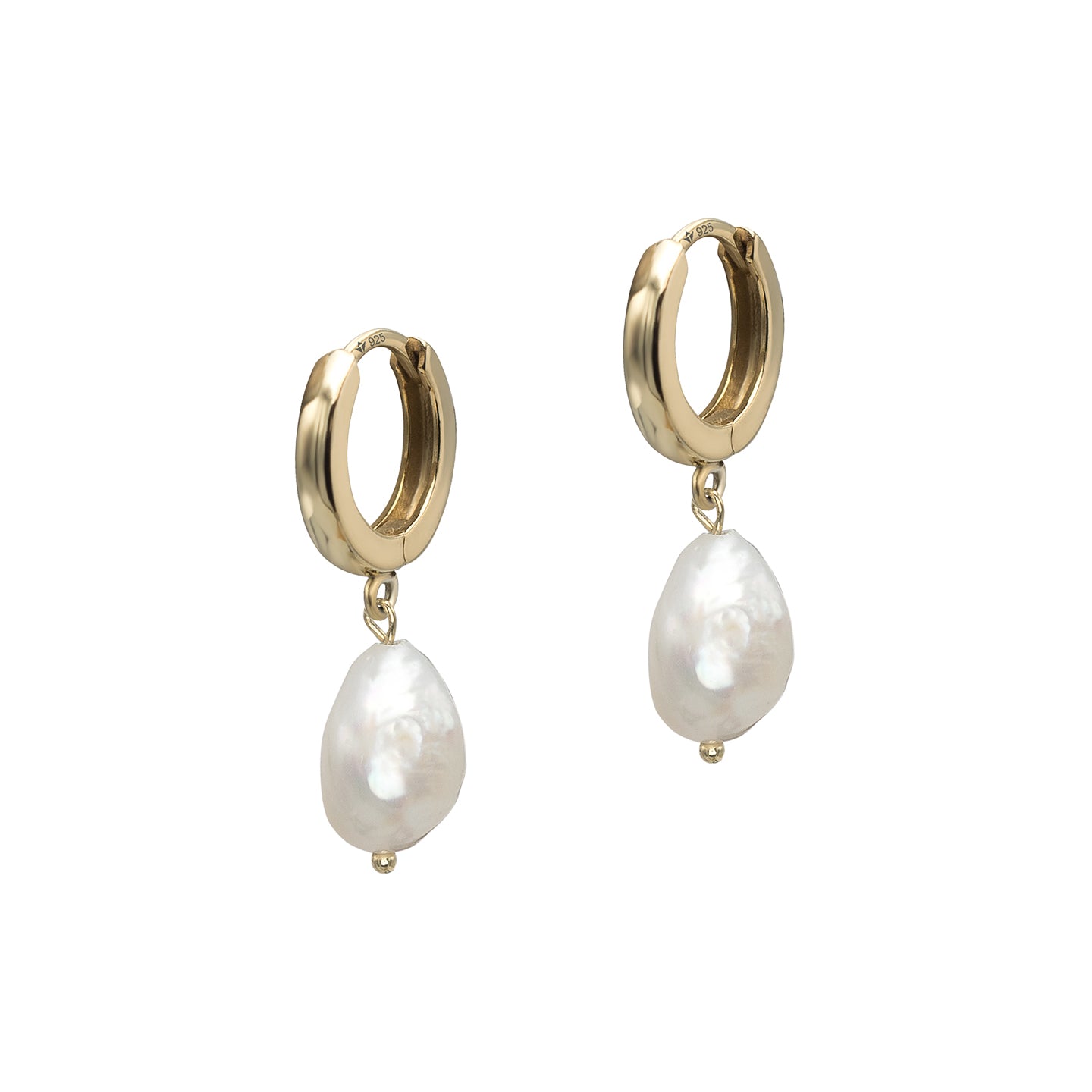 Cercei argint cu perla Unreal Beauty - placati aur galben 18K