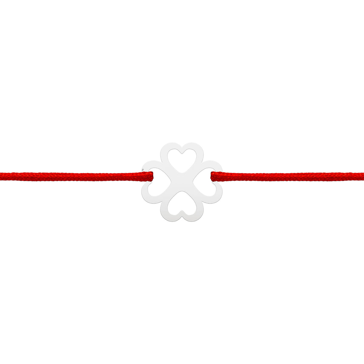 Bratara Martisor Argint 925, snur rosu si trifoi