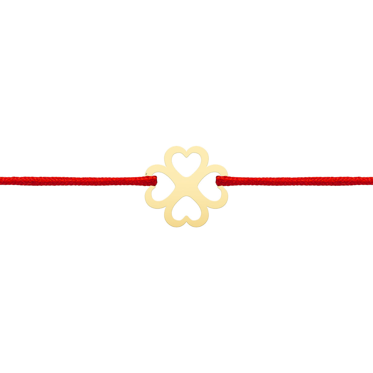 Bratara Martisor Argint 925, snur rosu si trifoi - placata aur galben 18K