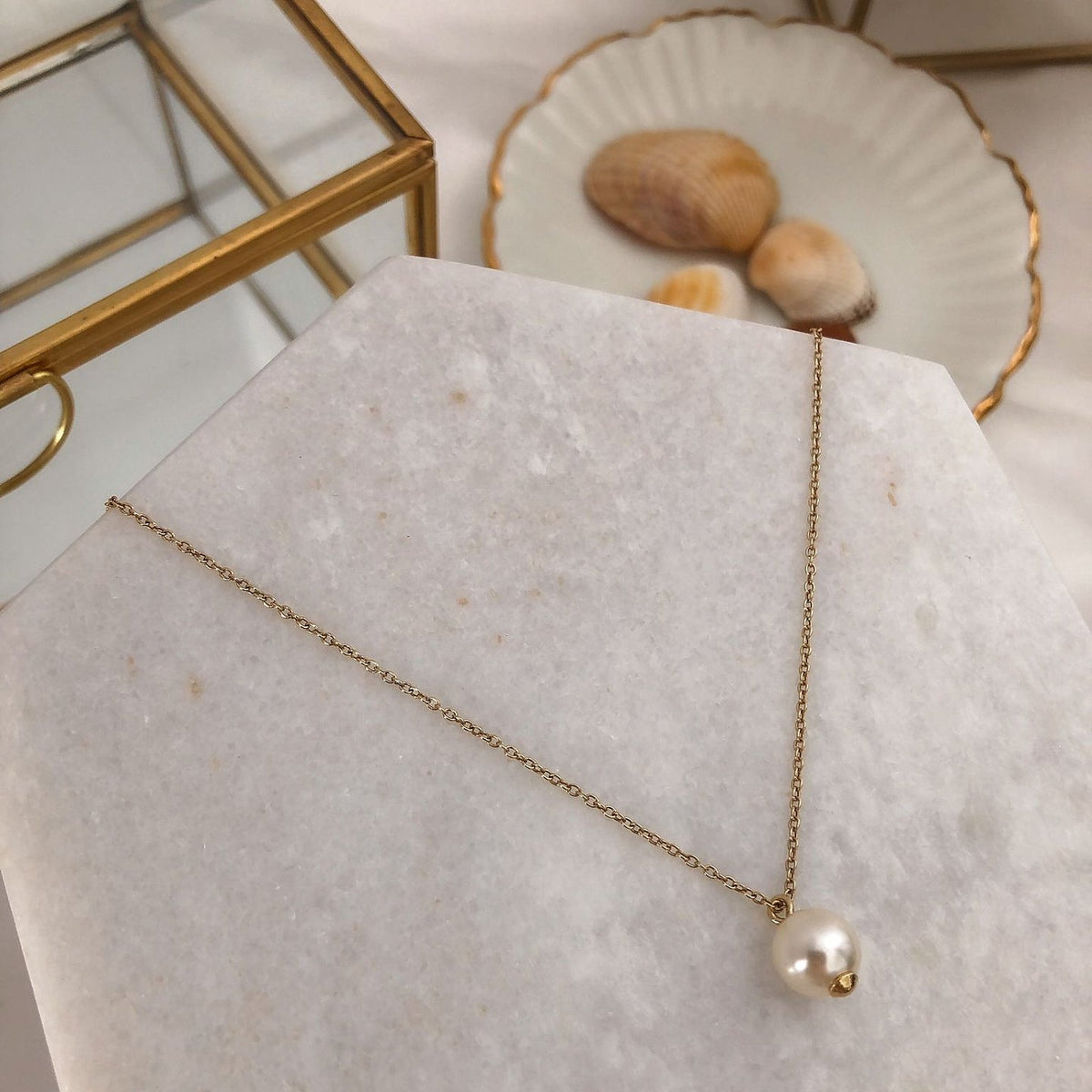 Lantisor argint cu perla Single Pearl